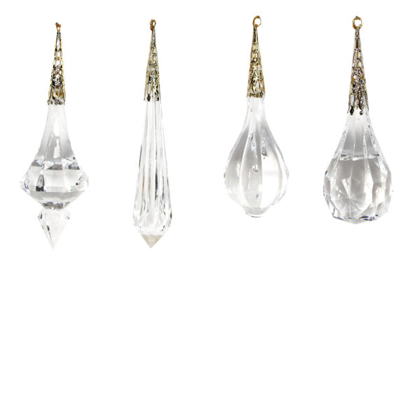 Set of 4 Acrylic Decorations Crystal Drops