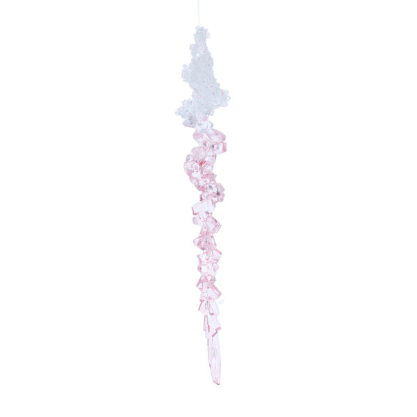 Acrylic Decoration 26cm - Clear Pink Twisted Icicle