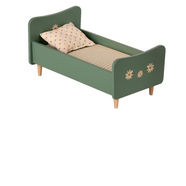 Maileg wooden bed mini mint blue