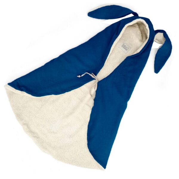 Bath baby poncho swaddle with bunny ears blue