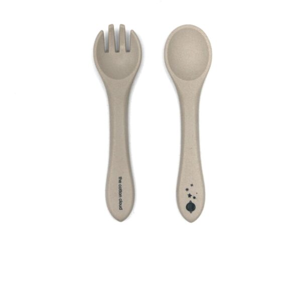 Silicone spoon and fork set stone