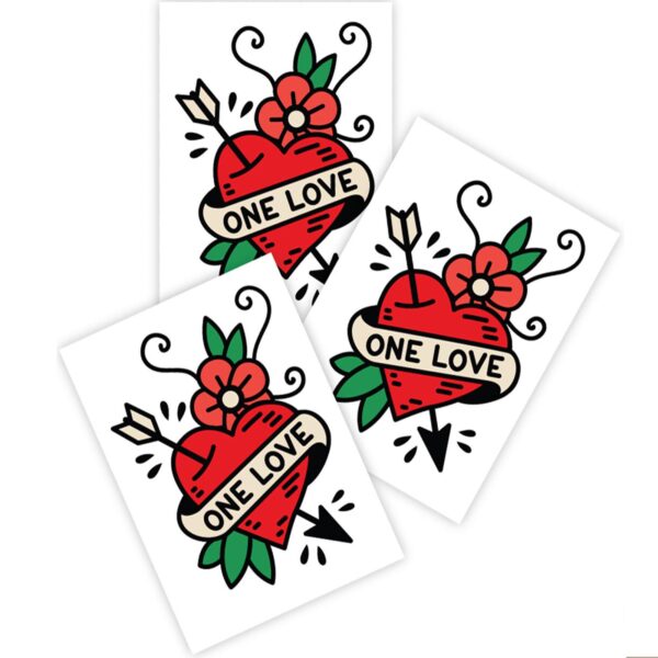 One love temporary tattoos set of 3