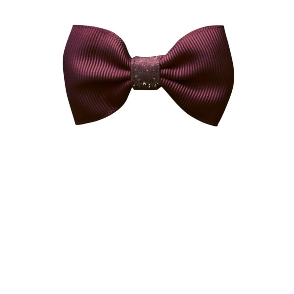 Small grosgrain bow clip burgundy with glitter