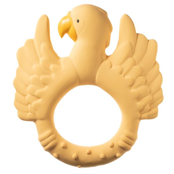 Natural rubber teether parrot pastel yellow