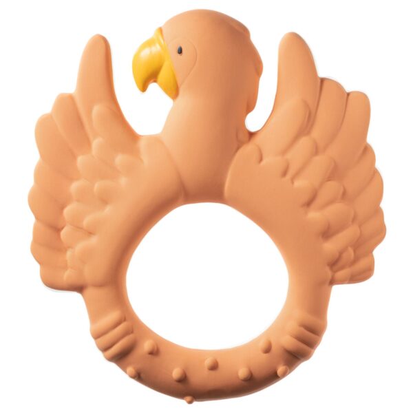 Natural rubber teether parrot orange