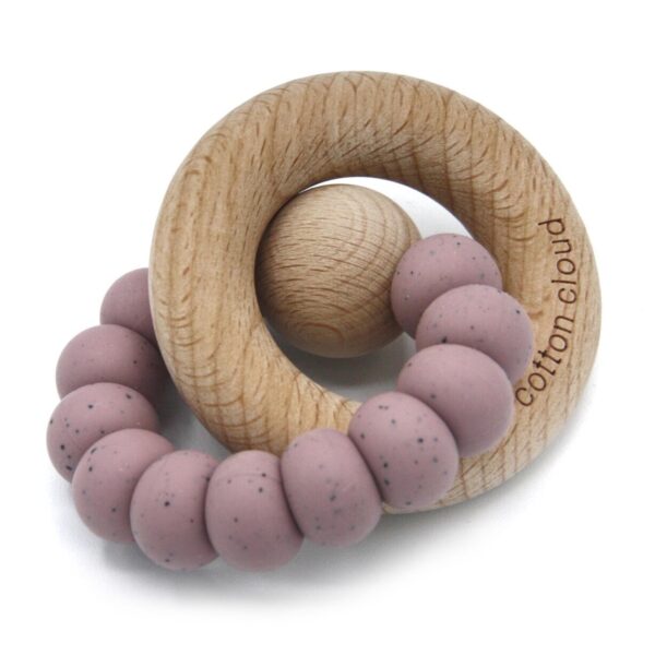 Wood and silicon teething ring lavender