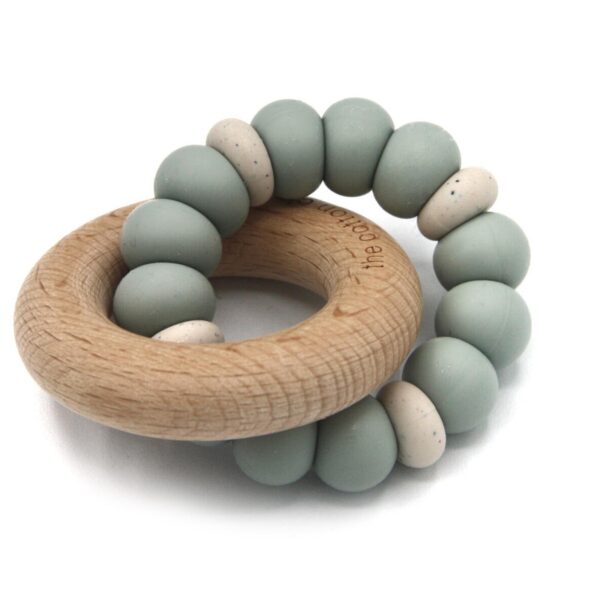 Wood and silicon teething ring bonbon pastel blue