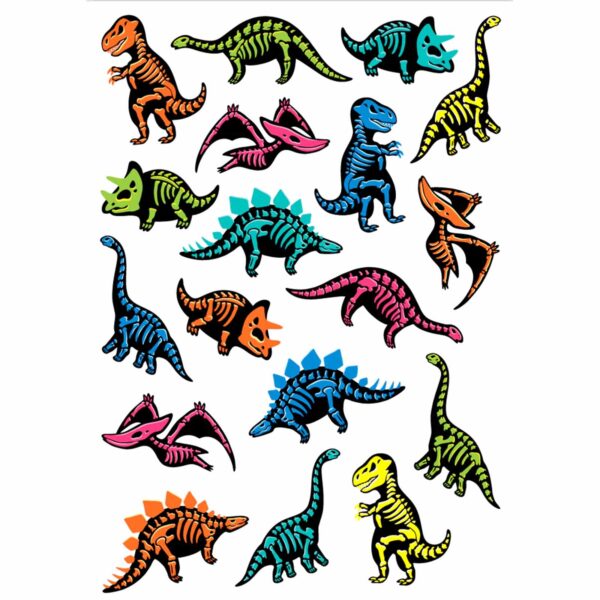 Dino skeletons temporary tattoos large sheet