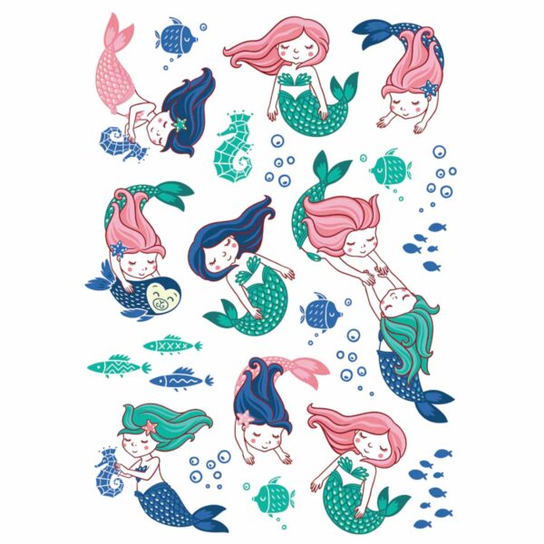 Mermaids temporary tattoos large sheet