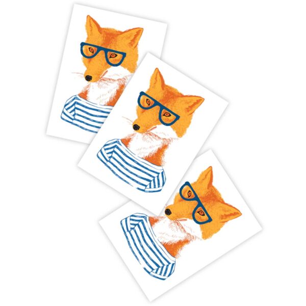 Mr Fox temporary tattoos set of 3