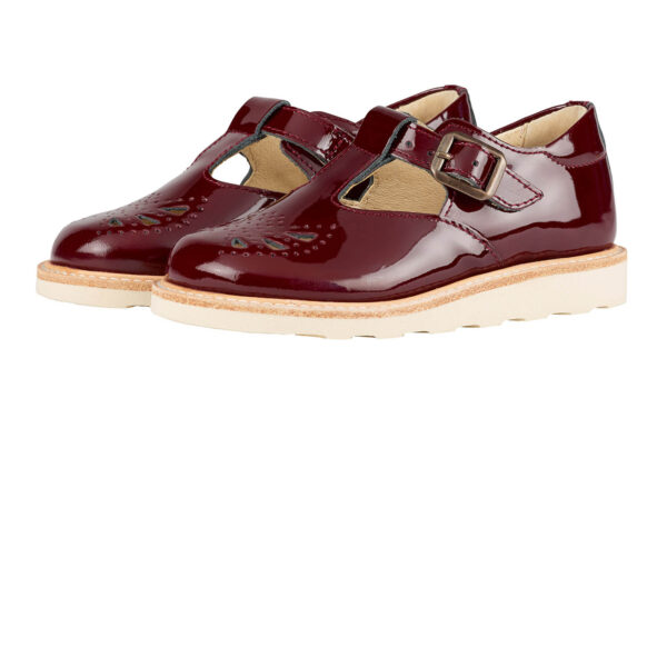 Rosie t-bar leather shoes burgundy patent junior