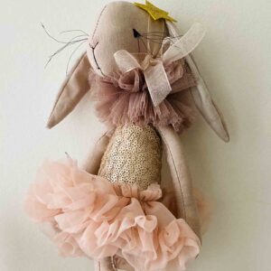 Handmade soft toy ballerina bunny Penelope close up
