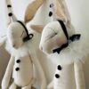 Handmade soft toy velvet bunny Piero close up