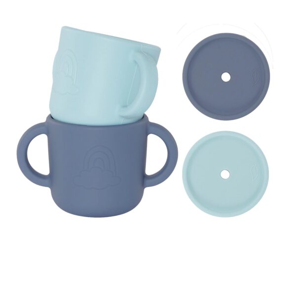 Lille Vilde baby silicon sippy cup set blue