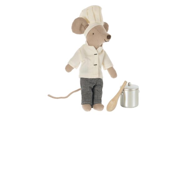 Maileg chef mouse with pan and spoon