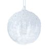 Glass Bauble Clear w Shreds White Beaded Top