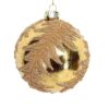 Glass Bauble Gold Gold Beaded Leaf Spiral