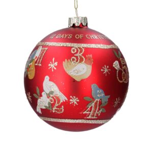 Glass Decoration Red 12 Days of Christmas Bauble