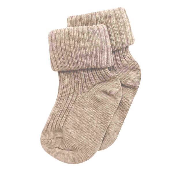 cotton rib socks light brown melange