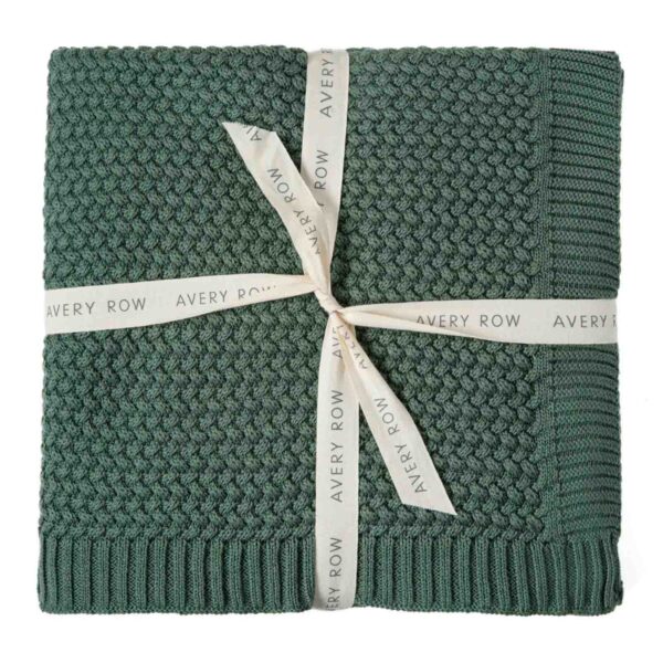 Avery Row plain knit blanket pine green