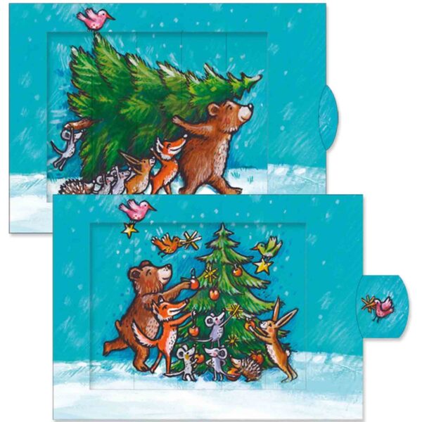 Pull-out Christmas Card Forest Animals