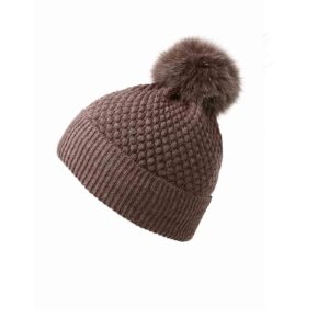 Oslo knitted pom pom hat brown