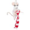 christmas decoration wool white mouse knitting scarf