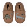 Melton kids leather slippers with dinosaurs brown