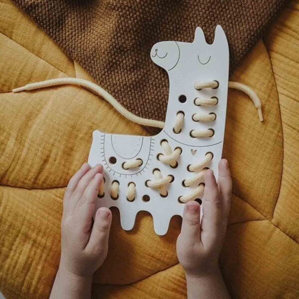 Wooden Lacing Montessori Toy - Lily Lama - Image 2