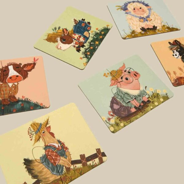 Set of 6 puzzles Farm Animals assembled