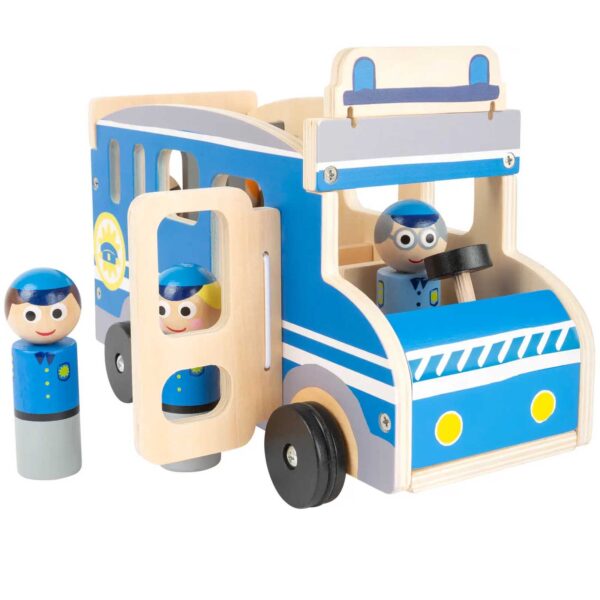 wooden Toy Police Bus side