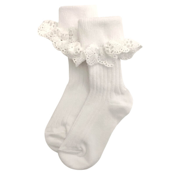 kids white socks with frills