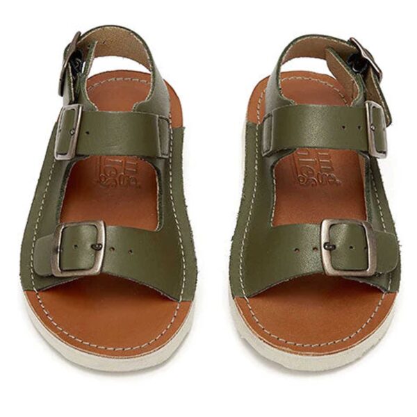 boys green leather sandals Spike