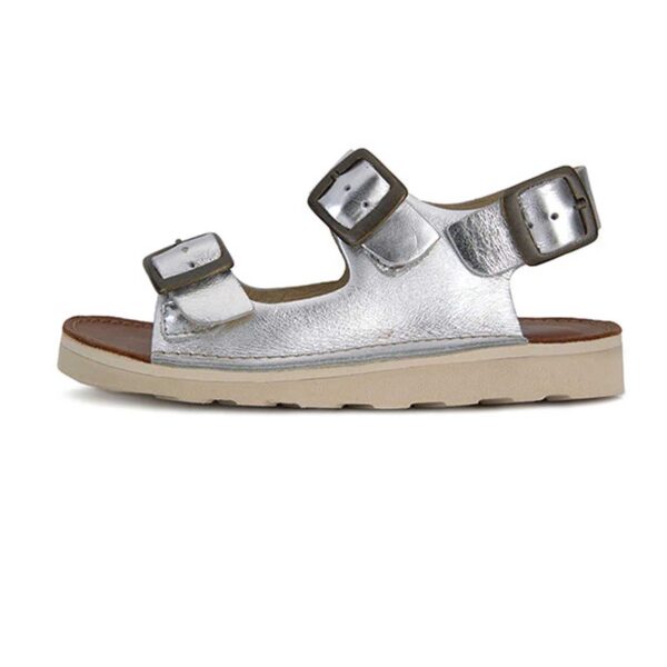 kids silver leather sandals Spike