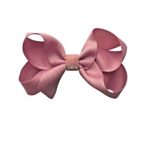 girls medium pink glitter bow clip