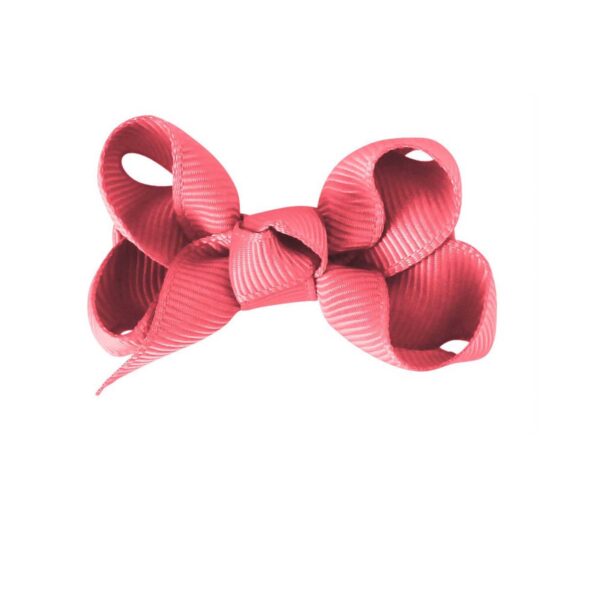 girls small pink coral bow clip