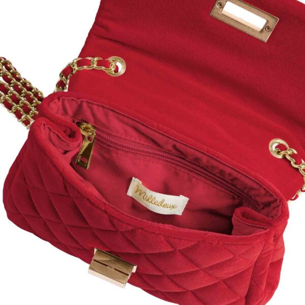 milledeux red velvet chain bag