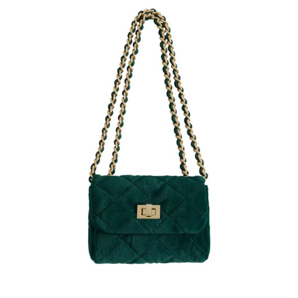milledeux small green velvet chain bag