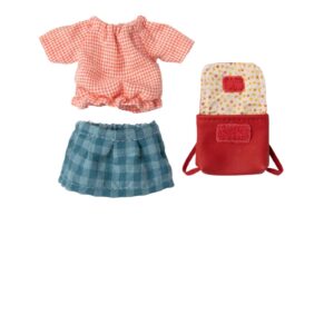 Maileg clothes for a mouse big sister skirt top bag red
