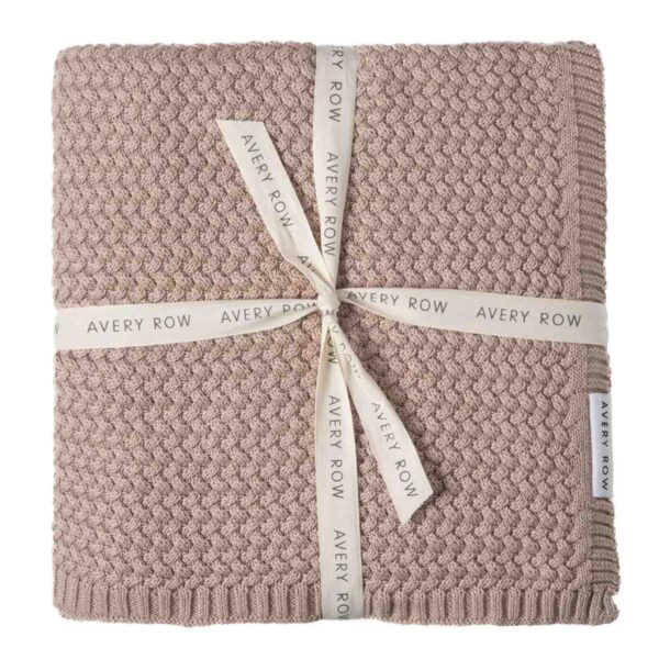 Avery Row plain knit blanket rose