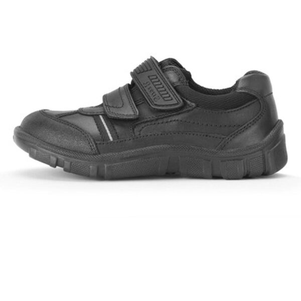 Black leather boys riptape casual school shoes