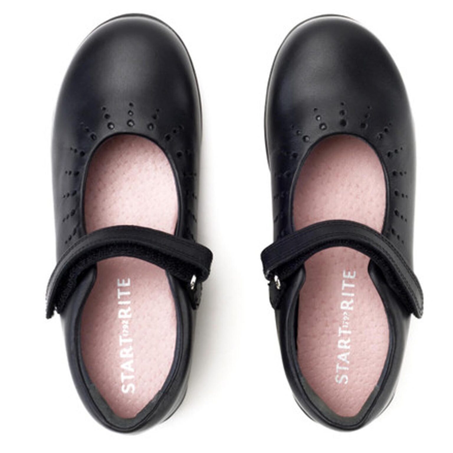 Start Rite | Mary Jane Black Leather Girls Velcro School Shoes