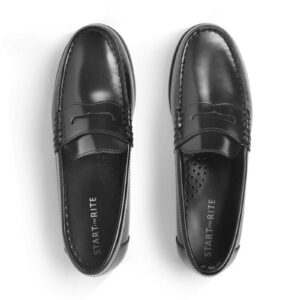 start rite Black high shine leather slip-on school shoes