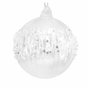 christmas bauble clear ice storm silver star