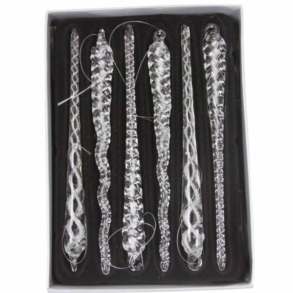 set of 6 clear christmas icicles
