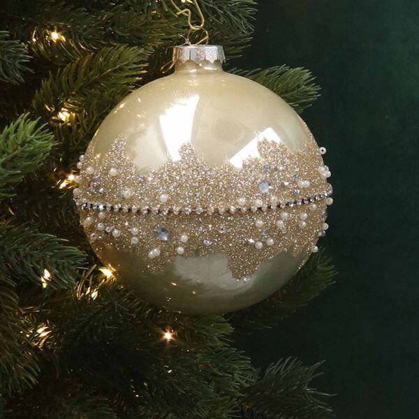 gisela graham Gold Diamante Band Glass Bauble