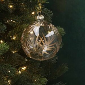 gisela graham christmas bauble clear with gold palm branch