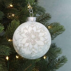 gisela graham christmas bauble pearl with snowflake