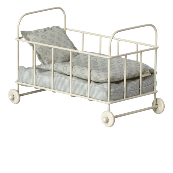 Maileg cot bed for a mouse on wheels