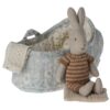 maileg rabbit in carry cot pink
